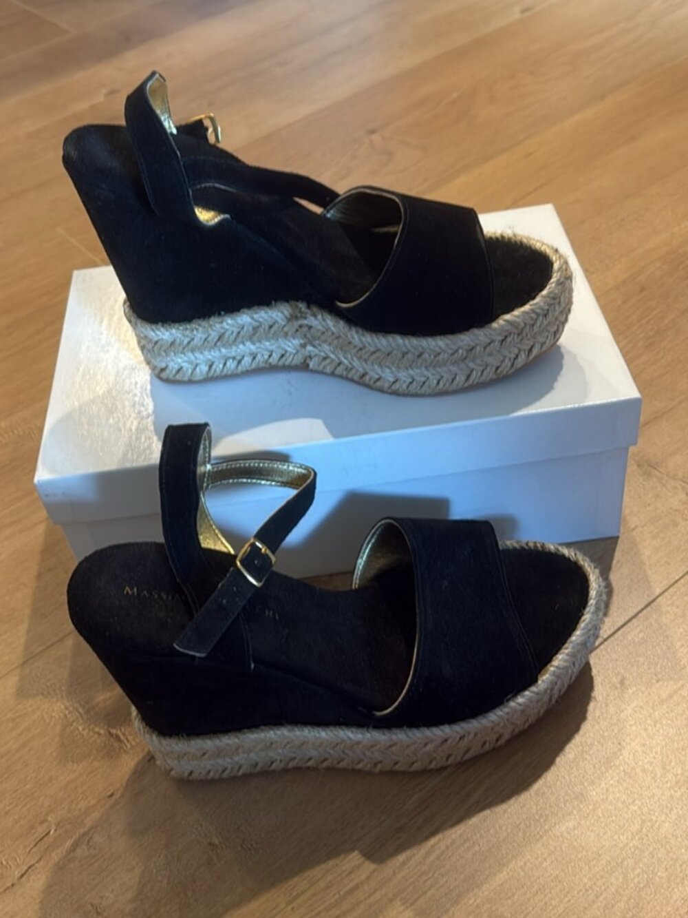 Black Suede Massimo Rebecchi Platform Espadrilles size 38